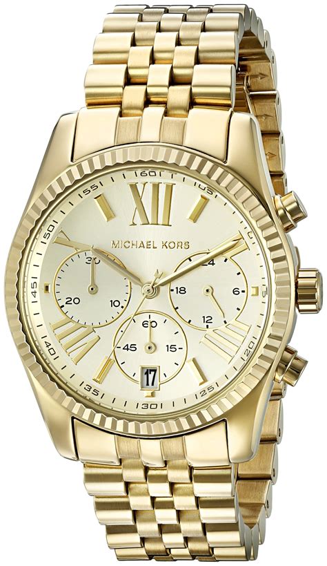 michael kors oversized lexington gold tone watch|michael kors chronograph watch.